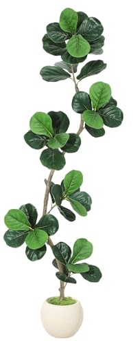 Garvee 180cm Künstliche Pflanzen Fake Pflanzen Künstlicher Fiddle Feigenbaum Mit Weiß Harz Topf Kunstbaum Groß Plastikpflanzen Kunstpflanzen für Drinnen Und DraußEn Zimmer Schlafzimmer Home