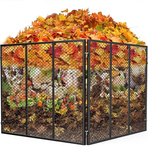 TOP XIAN Metall Komposter 650L – Wetterfest & Rosthemmend, mit Stecksystem und Belüftung für Schnelles Kompostieren, Ideal für Biomüll, Rasenschnitt und Laub, 94x94x76 cm