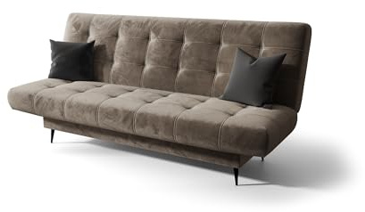 Schlafsofa Kongo 05, Sofa mit Schlaffunktion, Farbe: Hellbraun, Velourstoff