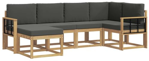 vidaXL Outdoor-Sofagarnitur 6 pcs Weiß und Anthrazit Polyester, Garten-Sofa, modernes Outdoor-Komfort-Set, langlebige Sitzgarnitur für Entspannung und Terrasse
