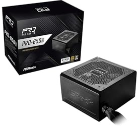 ASRock PRO Series PRO-650G PSU 650W 80Plus Gold ATX3.1 Ready 120mm Low-Noise Fan Full Protection Circuit 3 Jahre Garantie