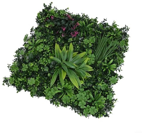 Mur de plantes artificielles 50 x 50 cm, panneaux de haie résistants aux UV pour l'intérieur et l'extérieur, décoration murale verte réaliste pour jardin, terrasse et mariage, facile d'entretien et