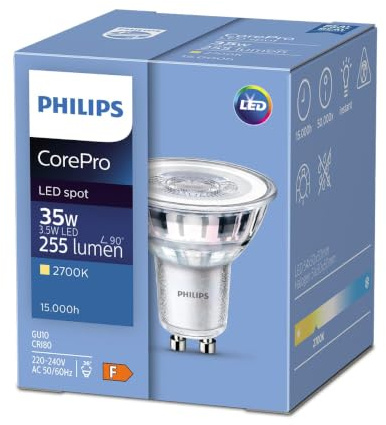 Philips Corepro LED Spotlight GU10 10 Inch Classic 3.5 W GU10 3.5 W Silver Translucent