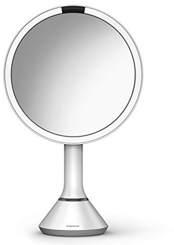 simplehuman, 20cm, Sensorspiegel mit Touch-Helligkeitsregelung, 5-fache Vergrößerung, weiß Stahl, 5 Jahre Garantie