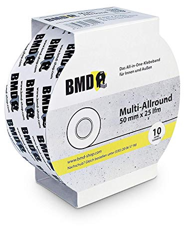 BMD Multi Klebeband | 50mm x 25m | 3 Rollen | für Innen & Außen | UV-Beständig | für Unterspannbahnen, Dampfbremsen, Dampfsperren | nach DIN EN 4108 Teil 11 | Profiqualität Made in Germany