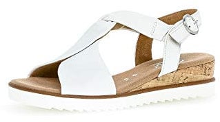Gabor Damen Sandalen, Frauen Keilsandalen,Comfort-Mehrweite, elegant Women's Women Woman Freizeit leger Keilabsatz,Weiss(Kork/offwhi),38 EU / 5 UK