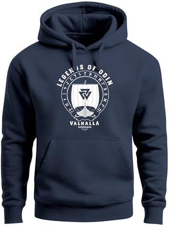 Neverless® Hoodie Herren Print Legends of Odin Valhalla Vikings Wikinger Kapuzen-Pullover Männer