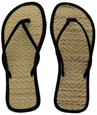 Black Sugar Tongs Résistant Mixte Femme Homme Paille Naturelle Sandales Chaussures Maison Déguisement Asie Semelle Antidérapant (36 EU)