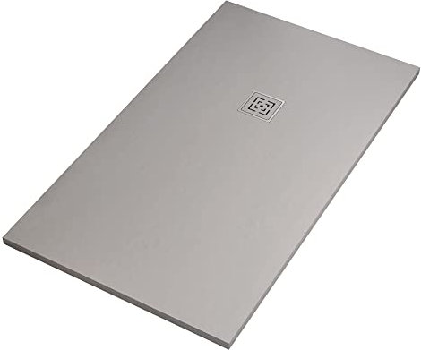 Receveur de douche en résine marbrée gris clair effet pierre-ciment PASSION - 90 x 160