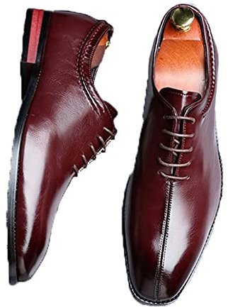 Zapatos Formales para Hombre Zapatos Oxford con Cordones Vintage de Color sólido Fondo Suave Antideslizante Corte bajo Punta Puntiaguda Traje Formal Zapatos de Cuero