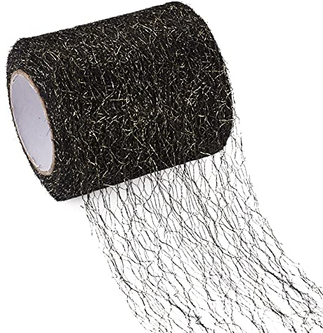Pandahall 20 Meter Spinnennetz, Spitzennetz, 7,6 cm, schwarzes Netzband, Rolle mit großem Loch, Tüll für Heimwerker, Basteln, Blumen, Geschenkverpackungen, Röcke, Türvorhang, Hintergrund