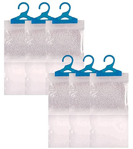ShopHut Hanging Interior Wardrobe Dehumidifier Bags - Ideal to stop damp, mould mildew & condensation (6 Bags)