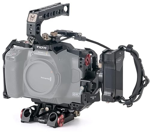 TILTA Camera Full Cage Advanced Kit for BMPCC 6K Pro with Top Handle, Left Side Handle, T5 SSD Drive Holder, Run/Stop Cable for Blackmagic Pocket Cinema Camera 6K Pro TA-T11-A-B