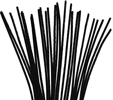 INNSPIRO Limpiapipas chenilla negro 4mm.x30cm. 50u., ideal para manualidades con niños, decoraciones y actividades creativas