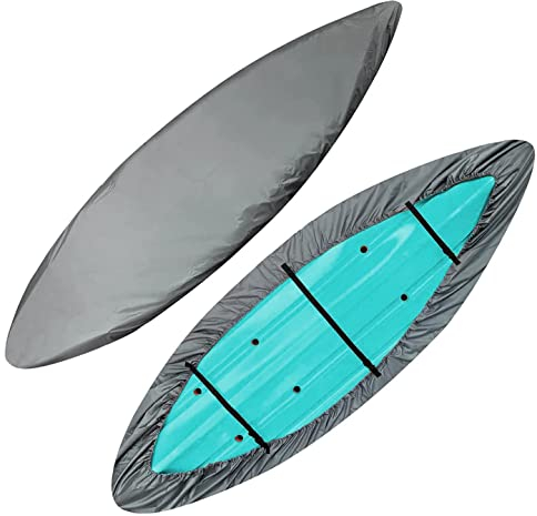 Schleuder Universal Kajak Abdeckung,Wasserdicht und UV-beständig, UV-Schutz Kajak-Kanu-Abdeckung wasserdichte, Staubschutzschild für Kanu-Boot,420D Oxford (4.6-5m)