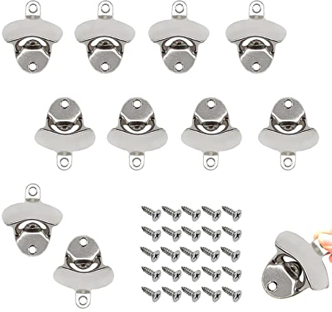 10Pcs Wall Mounted Bottle Opener Cast Iron Vintage Style Beer Opener Retro Style Beer Openers with Matching Screws (Silver)