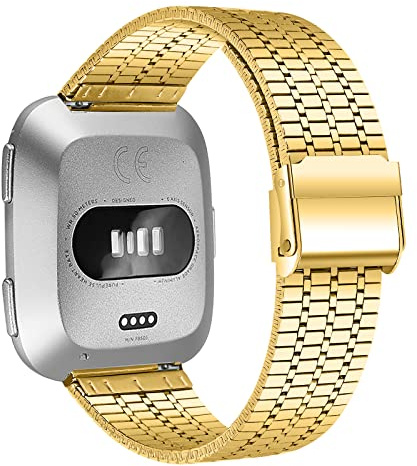 Gimuk Kompatibel mit Fitbit Versa 2 Armbänder für Frauen Herren, Verstellbares Edelstahl Metall Ersatz Uhr Armband Band Armband für Fitbit Versa/Versa Lite/Versa SE, Small/Large, Edelstahl