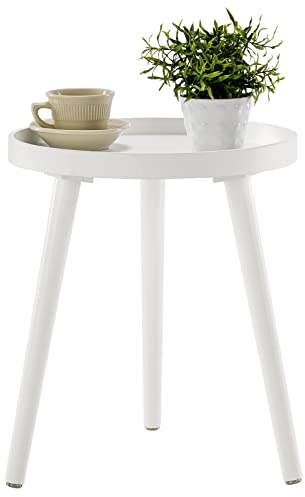 APICIZON White Side Table, Modern Coffee Tray End Table for Bedroom, Living room, Bedside Table Nightstand for Small Space, 38 x 45 cm