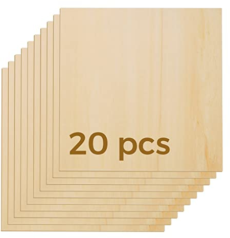 OUYZGIA 20 Stück 3 mm Lindenholz Sperrholzplatten 11,8 x 11,8 x 1/8 Zoll zum Laserschneiden Gravieren unlackierte dünne Holzplatten DIY Handwerk Malerei Modellierung (300 x 300 x 3 mm, 20 Stück)
