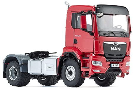 Wiking 077653 MAN TGS 18.510 4x4 BL Autocarro a 2 Assi, 1:32, Metallo,Plastica, Da 14 Anni in Su, Sistema di Controllo della Pressione degli Pneumatici, Griglia del Radiatore Apribile, Rosso