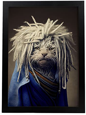 Nacnic Komondor in voller Farbe Fotostil. Lustige realistische Illustrationen von Tieren in menschlicher Kleidung. Innenarchitektur und Dekoration. A4.