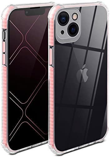 ONEFLOW Coque de protection en silicone transparent pour iPhone 13, avec anti-chocs, arrière en silicone transparent, chargement sans fil, coussin