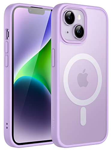 JETech Cover Magnetica per iPhone 14 Plus 6,7 Pollici Compatibile con MagSafe, Custodia Traslucida Opaca Posteriore Sottile Antiurto (Viola Chiaro)
