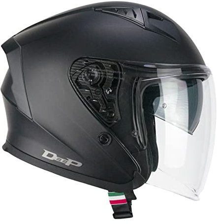 CGM Casco open face, 127A DEEP MONO Nero opaco, M (57-58cm)