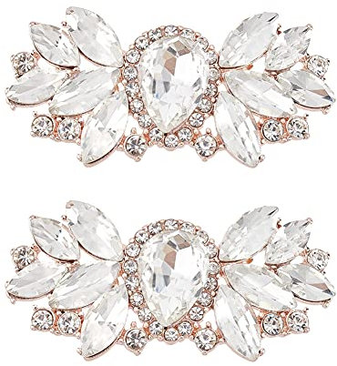 FINGERINSPIRE 1 Paio di Fermagli per Scarpe con Strass Floreali Fermagli per Scarpe in Cristallo Oro Rosa Ciondoli per Scarpe Staccabili Decorazioni per Scarpe per Matrimonio Scarpe da Sposa Tacco