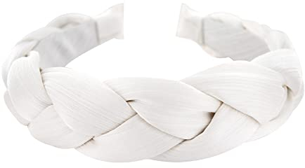 axy Haarreif mit Geflochtener Stoff in Candy Colours - Wunderschön Damen Stirnband Haarschmuck Haarreifen HRZ2 (Weiss)