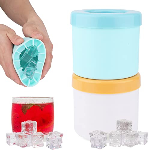 2pcs Cylinder Ice Cube Mold, Silicone Ice Bucket with Lid Ice Maker Cup for Freezer Easy to Release Suitable for Outdoor Mini Refrigerator Car Refrigerator Household Refrigerator