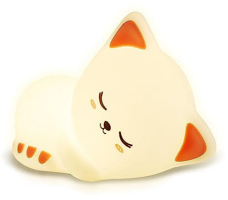 groov e Cuties - Sophie Kitten - Colour Changing LED Night Light with 30/60 Minute Timer - 7 Colours - Tap to Use - Rechargeable 12-Hour Battery or USB Powered - for Babies, Toddlers & Children