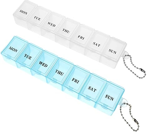 Tablettenbox 7 Tage, Pillendose Kleine Wochenbox Tablettendose, Tragbare Tagemedikamentenbox, Pillenbox Tabletten Organizer für Vitamin-, Fischöltabletten, Medikamenten und Ergänzungen