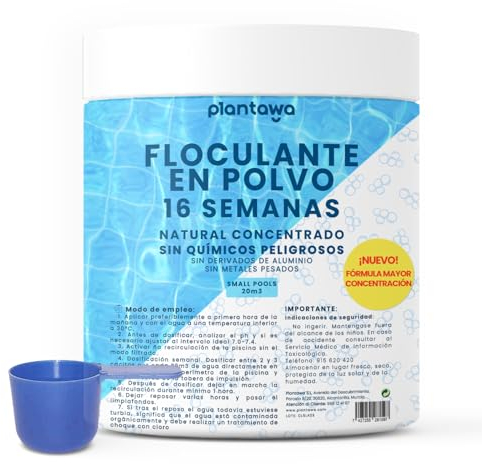 PLANTAWA Floculante Piscina en Polvo | Tratamiento de 16 Semanas para Agua Turbia | Clarificador de Acción Continua | Apto para Todo Tipo de Piscinas | Fácil Aplicación y Alta Eficacia