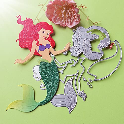 FOSANGPUSHI Metall-Stanzformen, 10,6 x 15,9 cm, Meerjungfrauen-Motiv, Dekoration, geprägtes Fotoalbum, Basteln