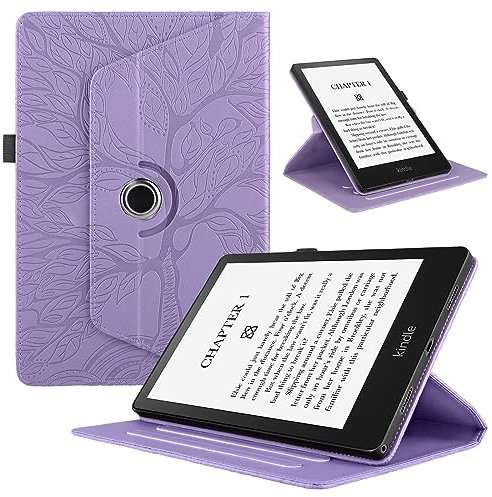 TEDTIKJT Funda para Xiaomi Pad 5 Pro/Xiaomi Pad 5 11 2023 PU Cuero Folio Tablet Protectora Cover Xiaomi Pad 5 Pro 360°Carcasa Giratoria de ángulo Múltiple con Soporte Función, Violet Árboles