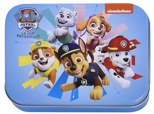 Paw Patrol Kinderpflaster Lizensiertes Produkt - 4 Stück - Metall-Box - 24 Pflaster - Schönes Design Pflaster Aufbewahrungsbox für Kinder - Geeignet für Rucksack - Handtasche