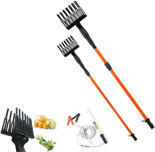 VOKOT ST047 Abbacchiatore per Olive a Batteria telescopico, Scuotitore Elettrico con Batteria Batteria 12V 400W, 1000 battiti al Minuto, ergonomico con Peso Ridotto, Incluso Cavi con Morsetto
