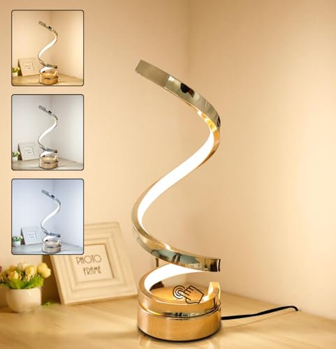 ELINKUME Dimming Table Bedside Lamps with Touch,12W Home and Office LED Desk Lamp,3 Color(3000K/4500K/6000K),Retro Gold Reading Night Light for Bedroom,Living Room,Study,Kids Room,Meeting Room