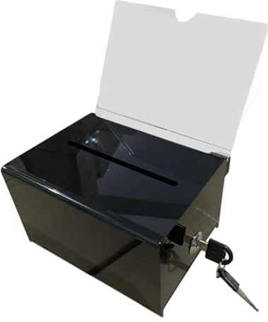 Fonowx Acryl Spendenbox Abschließbar, Spenden und Wahlurne mit Schloss, Spendenbox Durchsichtig, Transparente Wahlurne für Abstimmungen, Gewinnspiele, Wettbewerbe, Visitenkarten Sammeln