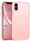 GUAGUA Magnetisch Handyhülle für iPhone XS Max Hülle [Kompatibel mit MagSafe] Matt Handyhülle Stoßfest Rückseite Durchscheinende Dünn Slim Magnet Schutzhülle Case für iPhone XS Max (6,5'') Rosa/Pink