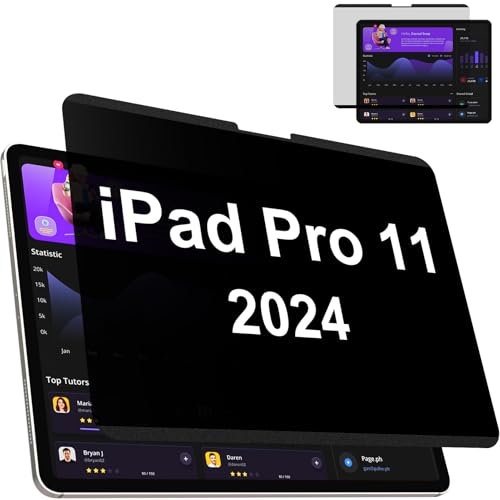 IPROKKO Protector de privacidad magnético compatible con iPad Pro de 11 pulgadas M4 (2024), extraíble, antirreflejos, luz azul iPad Pro de 11 pulgadas, filtro de privacidad, pantalla de privacidad