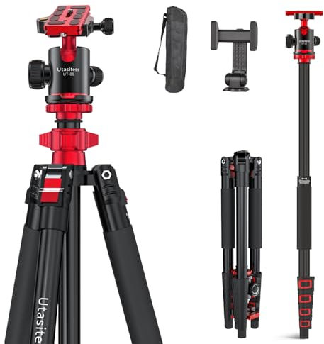 Utanispee 68 Foldable Aluminum Alloy Camera Tripod and Monopod 2-in-1, with 360°Adjustable Ball Head Detachable,Light Travel Tripod for Camera and Phones