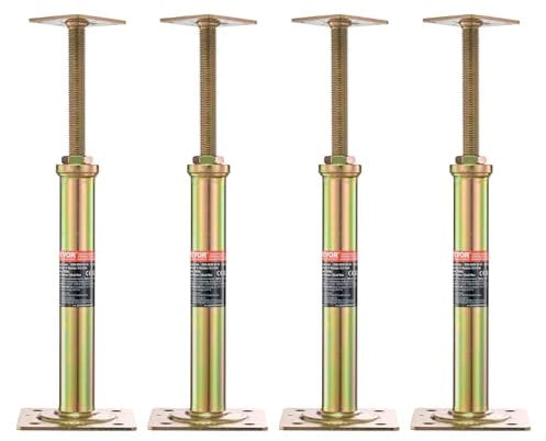 VEVOR Cric de Sol de Maison, Hauteur 29,46-40,64 cm, Cric de Plancher Sous-sol Réglable pour Nivellement, 4PCS, Capacité Charge 997,9 kg par Unité, Vérin Télescopique Galvanisé pour Support Temporaire