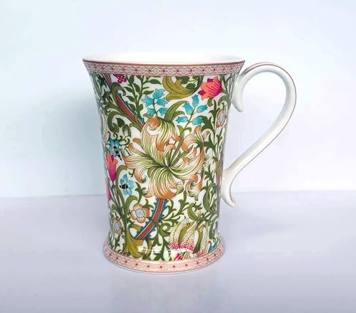 heritage Golden Lilly William Morris Fine Bone China Mugs, Set of 6