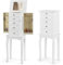 RELAX4LIFE Standing Jewellery Cabinet, Jewelry Armoire Organizer with Flip Top Mirror, 4 Drawers, 2 Side Swing Doors, 8 Necklace Hooks & 2 Shelves, Wooden Cosmetics Jewelry Box Storage Chest Unit