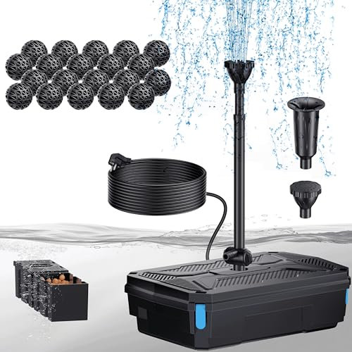 Filtre de bassin Biling 40W avec clarificateur UV, filtre de bassin 2500 l/h complet avec pompe, pompe de bassin avec filtre pour un entretien de l'eau propre du bassin jusqu'à 4000L