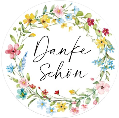 MEJOSER 120 Stk Danke Aufkleber 4cm, Dankeschön Sticker Rund, Hochzeit Etiketten Selbstklebend, Blumen Thank You Vielen Dank Deko für Kommunion Konfirmation Taufe Geschenktüten