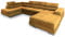 Masseno Ecksofa CASONE L-S mit Schlaffunktion U-Form, Sofa mit Bettkasten, Wohnzimmersofa, Couch, Soffa, Bettsofa, Couchgarnitur- Gelb, Monolith 48