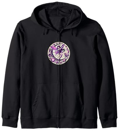 Purple Fairy Illustration Violet Amethyst Zip Hoodie